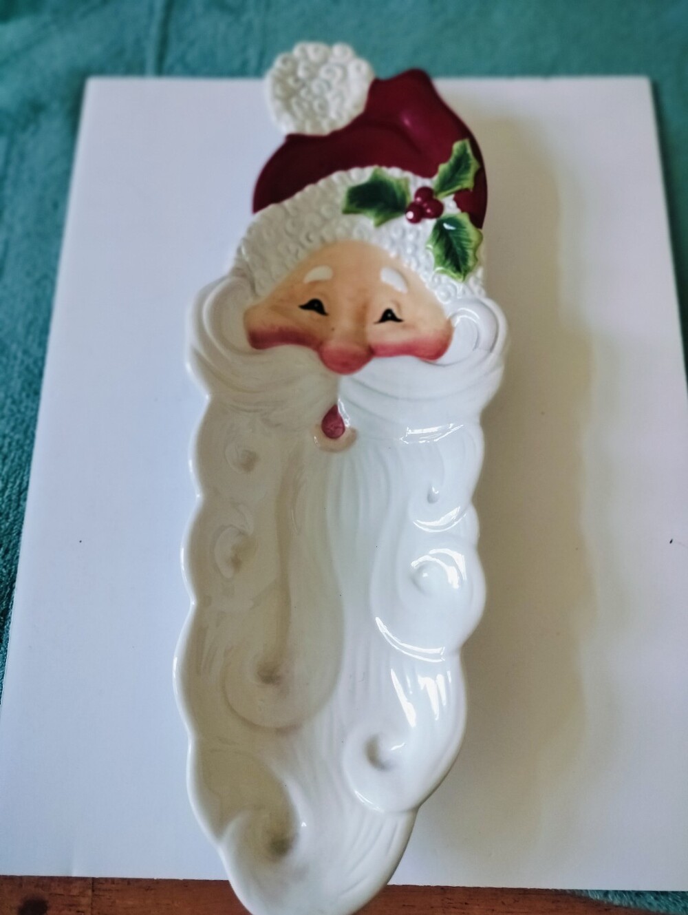 Fitz and Floyd "Snack Therapy" 13.5"  Santa Claus figural ceramic tray